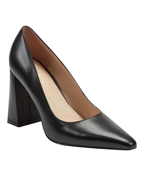 目じるし・フィッシャー レディース シューズ パンプス 踵 Marc Fisher LTD Women\u0027s Minny Tapered Block Heel Pumps Black Leather 黒いこと