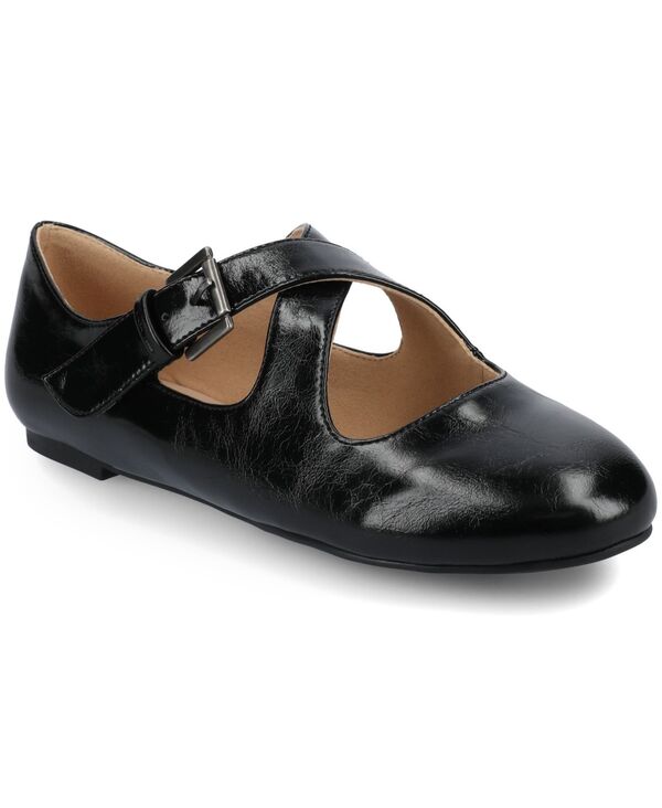 ジュルネ コレクション レディース シューズ パンプス Journee Collection Women's Ivanna Almond Toe Mary Jane Flats Black ブラック|ReVida 店