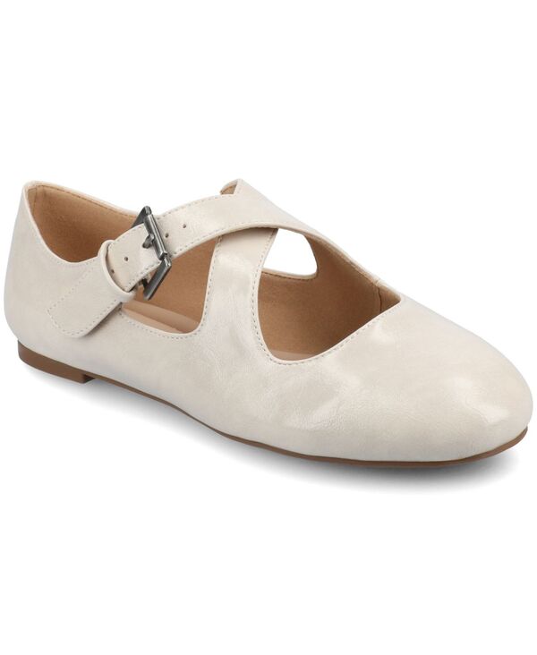 ジュルネ コレクション レディース シューズ パンプス Journee Collection Women's Ivanna Almond Toe Mary Jane Flats Bone