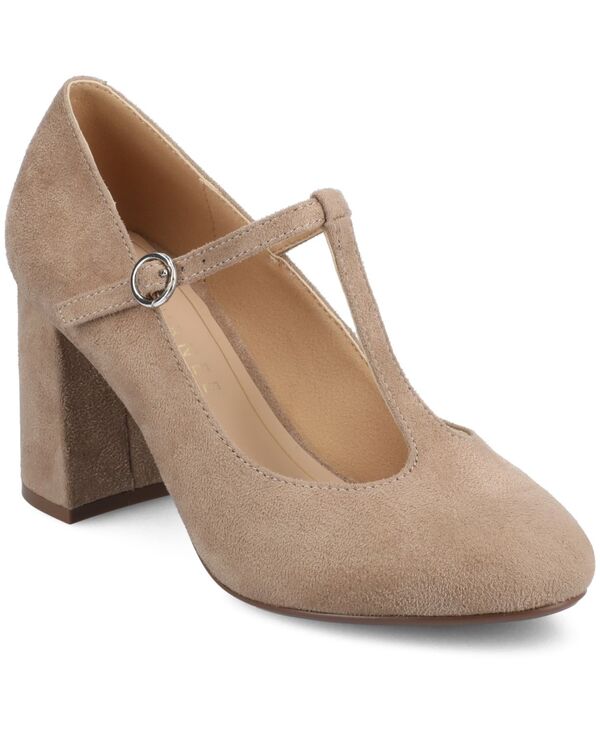 ジュルネ コレクション レディース シューズ パンプス Journee Collection Women's Talani T-strap Almond Toe Dress Pumps Nude Suede｜ReVida 店