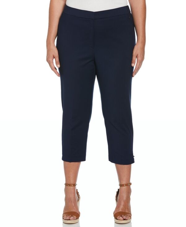 ラファエラ レディース ボトムス カジュアルパンツ プラスサイズ パンツ サテン キャップ Rafaella Plus Size Satin Mid Rise Twill Capri Pants with Slant Pocket Navy ネイビー｜ReVida 店 10,625円