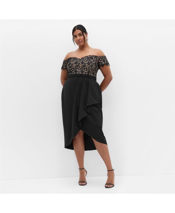 シティーシック レディース トップス ワンピース ミディワンピース ミディ レース CITY CHIC Women\'s Lace Glamour Midi Dress Black ブラック｜ReVida 店