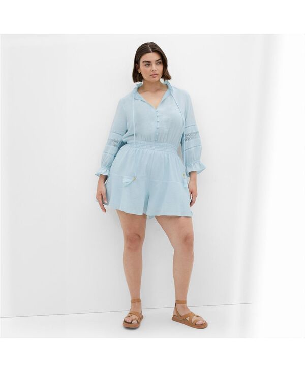 シティーシック レディース ボトムス ハーフパンツ・ショーツ プラスサイズ CITY CHIC Plus Size Faye Playsuit Ice blue ブルー