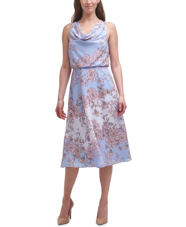 在庫一掃 楽天市場 ヴィンスカムート レディース ワンピース トップス Printed Chiffon Cowlneck Midi Dress Blue Multi Revida 楽天市場店 早割クーポン Advance Com Ec