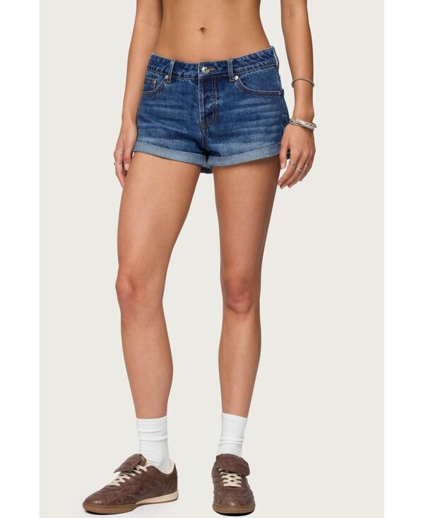 アディクテッド レディース ボトムス ハーフパンツ・ショーツ ショートパンツ デニム ローライズ Edikted Women's Rylin Low-Rise Denim Shorts Blue-washed ブルー|ReVida 店