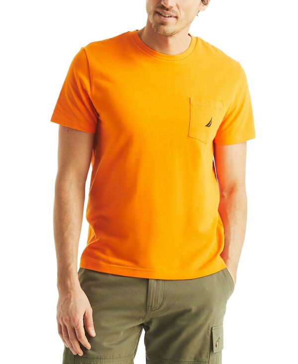 ナウティカ メンズ トップス Tシャツ クルーネック シャツ Nautica Men's Classic-Fit Solid Crew Neck Pocket T-Shirt Coast Guard Orange オレンジ
