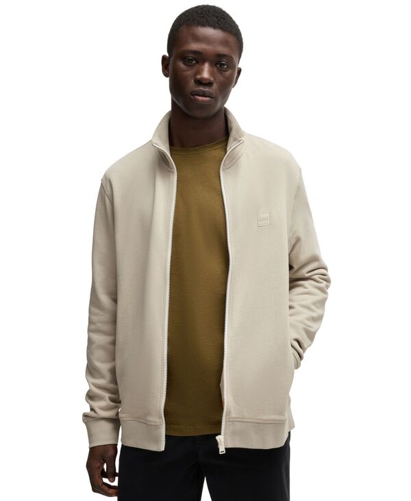 ヒューゴボス メンズ アウター パーカー・スウェット スウェット シャツ ロゴ Hugo Boss Men's Logo Badge Zip-Up Sweatshirt Open Beige ベージュ