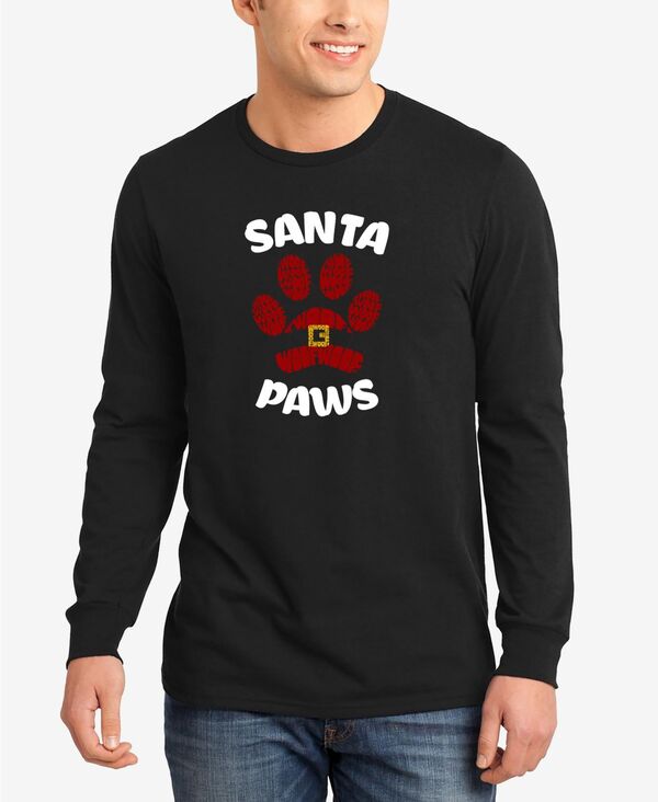 エルエーポップアート メンズ トップス Tシャツ LA Pop Art Men's Santa Paws Word Art Long Sleeve T-Shirt Black ブラック