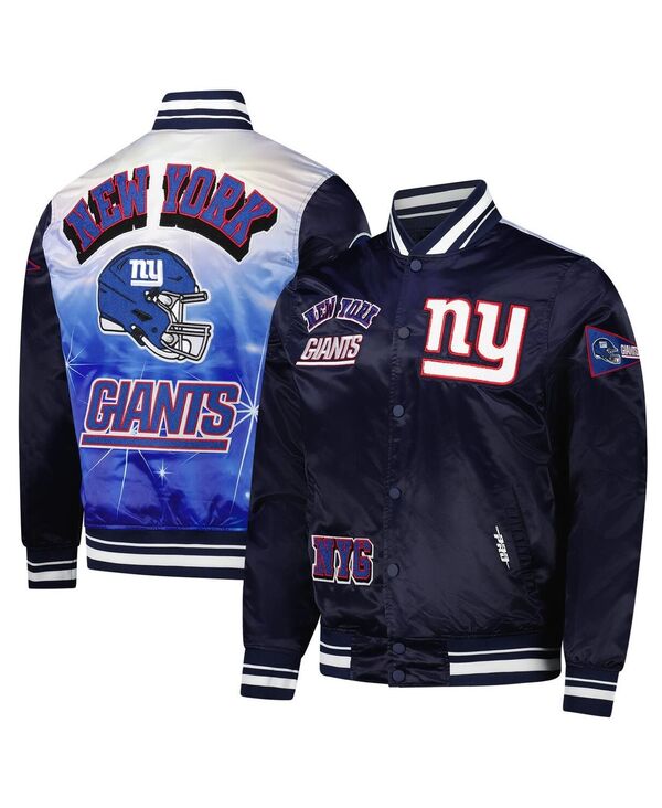 プロスタンダード メンズ アウター ジャケット・ブルゾン サテン ジャケット Pro Standard Men's Navy New York Giants Sublimated Satin Full-Snap Jacket Navy ネイビー