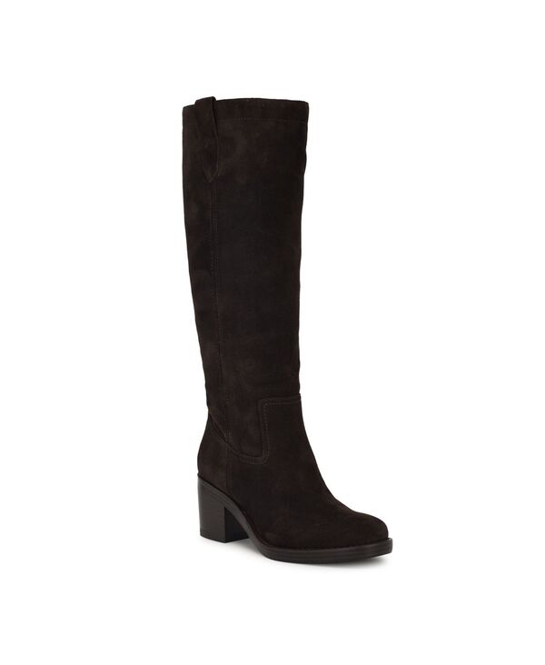 ナインウェスト レディース シューズ ブーツ・レインブーツ トール ブーツ ヒール Nine West Women's Hecee Tall Block Heel Boots Dark Brown Suede ブラウン|ReVida 店
