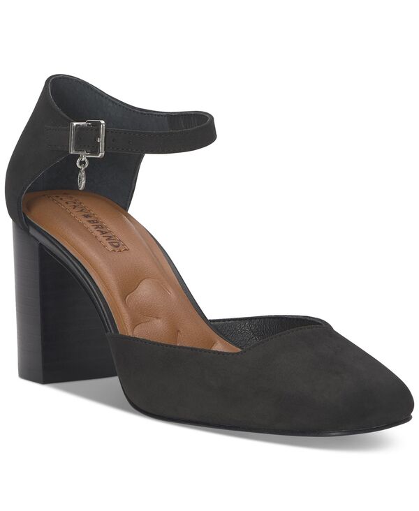 ラッキーブランド レディース シューズ パンプス ヒール Lucky Brand Women's Kanira Square-Toe Stacked Heel Pumps Black Nubuck ブラック