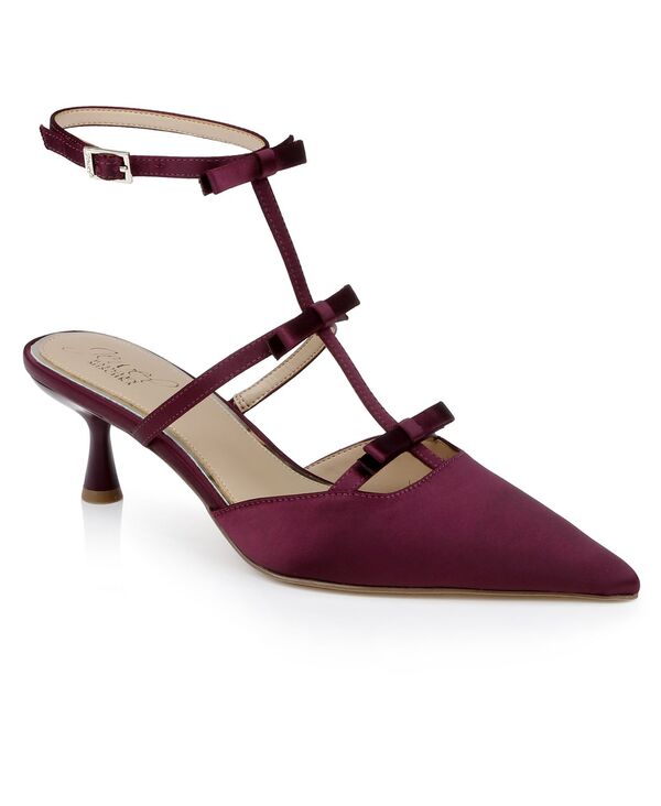 ジュウェルダグレイミシュカ レディース シューズ パンプス Jewel Badgley Mischka Women's Elisabetta Bow Pointed Toe Pumps Bordeaux Satin