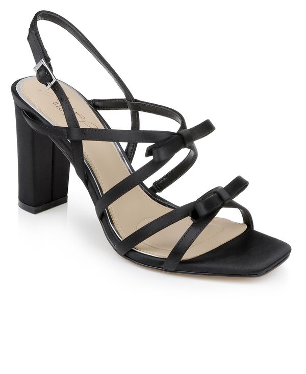 ジュウェルダグレイミシュカ レディース シューズ サンダル Jewel Badgley Mischka Women's Eliza Bow Evening Sandals Black Satin ブラック｜ReVida 店