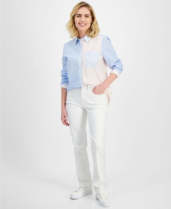スタイルアンドコー レディース ボトムス デニムパンツ ジーンズ Style & Co Women's High Rise Straight-Leg Jeans Regular Short and Long Lengths 2PS-28W Bright White ホワイト