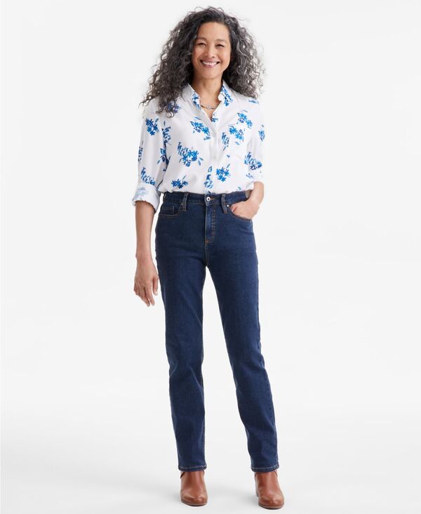 スタイルアンドコー レディース ボトムス デニムパンツ ジーンズ Style & Co Women's High Rise Straight-Leg Jeans Regular Short and Long Lengths 2PS-28W Fortress｜ReVida 店