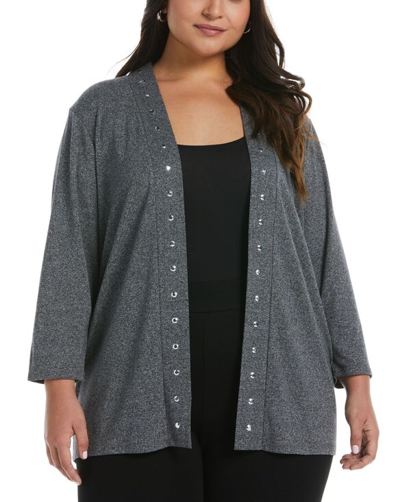 ラファエラ レディース アウター ニット・セーター プラスサイズ セーター カーディガン Rafaella Plus Size Open Front Cardigan Sweater Salt Pepper 12,690円