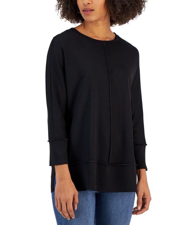 ジョーンズニューヨーク レディース トップス シャツ ニット Jones New York Women's Serenity Knit 3/4 Sleeve Tunic Top XS-PXL Jones Black ブラック｜ReVida 店 9,571円