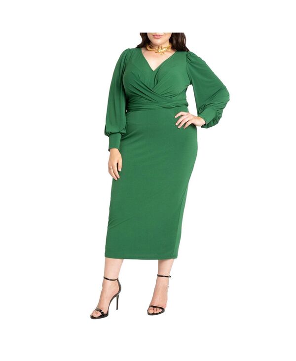 エロクイ レディース トップス ワンピース ミディワンピース ミディ ELOQUII Women's Cross Front Midi Dress Eden