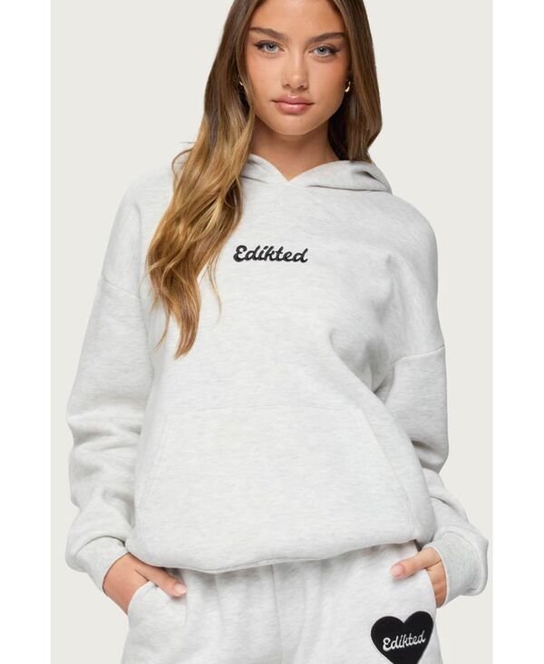 アディクテッド レディース アウター パーカー・スウェット パーカー Womens Big Love Edikted Hoodie Gray-melange グレー|ReVida 店