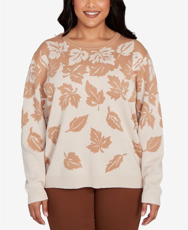 アルフレッド ダナー レディース アウター ニット・セーター プラスサイズ セーター Alfred Dunner Plus Size Mount Laurel Falling Leaf Long Sleeve Sweater Whiskey