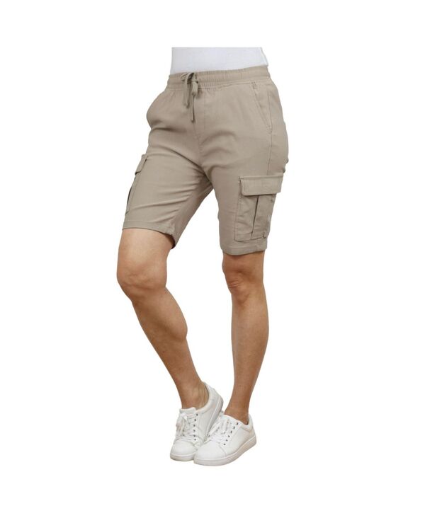 ギャラクシーバイハルビック レディース ボトムス ハーフパンツ・ショーツ ショートパンツ Galaxy By Harvic Women's Loose Fit Super Flex Stretch Cargo Jogger Shorts Khaki カーキ