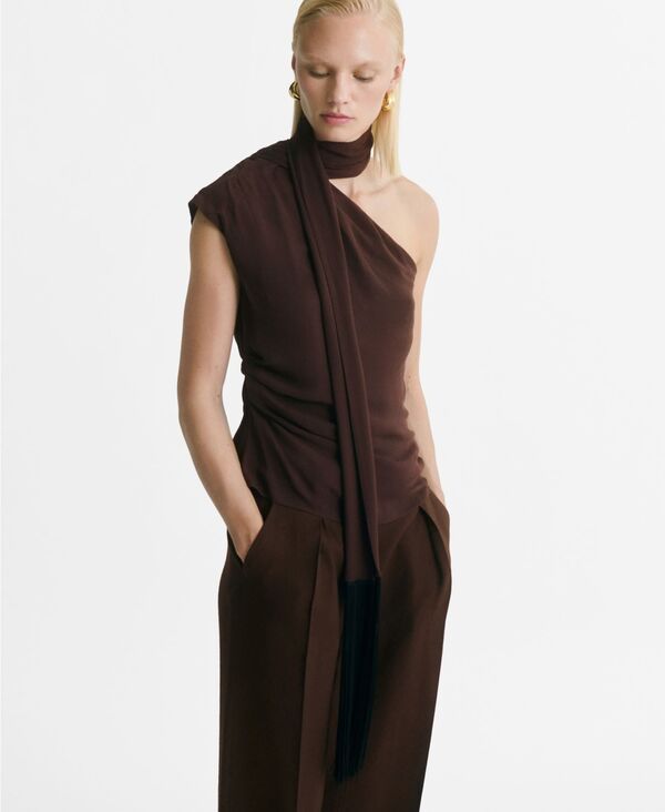 マンゴ レディース ボトムス カジュアルパンツ パンツ MANGO Women's Pleat Detail Pants Chocolate チョコレート