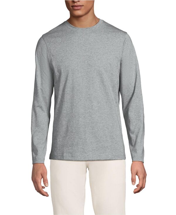 ランズエンド メンズ トップス Tシャツ コットン Lands' End Men's Long Sleeve Cotton Supima Tee Gray marble heather グレー