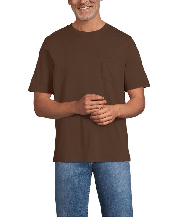 ランズエンド メンズ トップス Tシャツ Lands' End Men's Super-T Short Sleeve T-Shirt with Pocket Dark walnut brown ブラウン