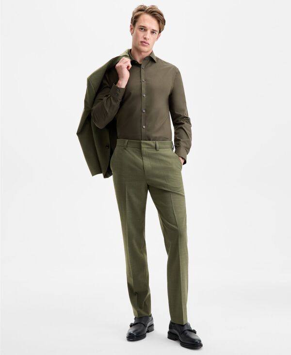 ヒューゴボス メンズ ボトムス カジュアルパンツ パンツ Hugo Boss Men's Modern-Fit Solid Suit Pants Green グリーン