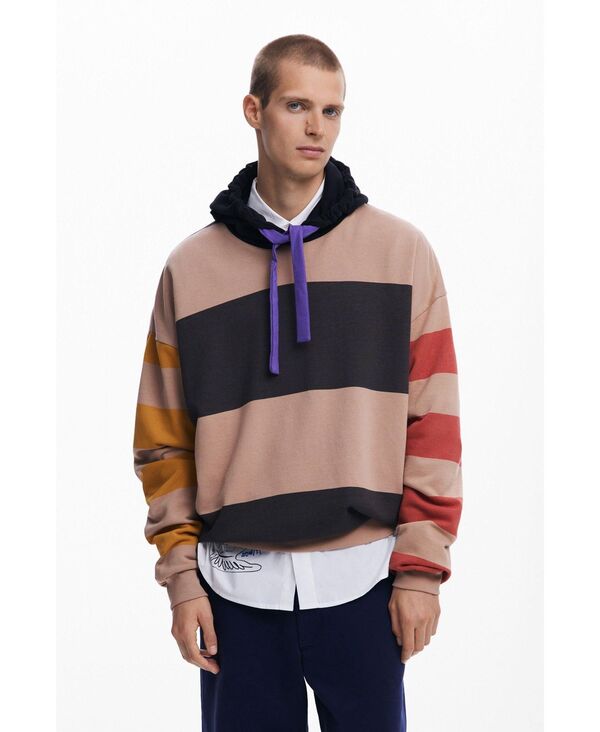 デジグアル メンズ アウター ニット・セーター スウェット シャツ Desigual Men's Wide-striped sweatshirt Mix ストライプ