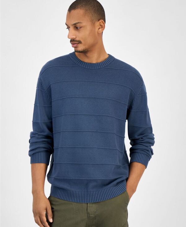 サンストーン メンズ アウター ニット・セーター クルーネック リブ セーター Sun + Stone Men's Ribbed Crewneck Sweater Fin