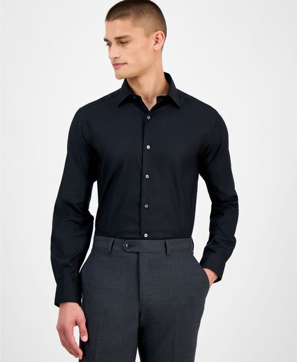 アルファニ メンズ トップス プルオーバー Alfani Men\u0027s Slim-Fit Herringbone Dress Shirt Deep Black 黒いこと