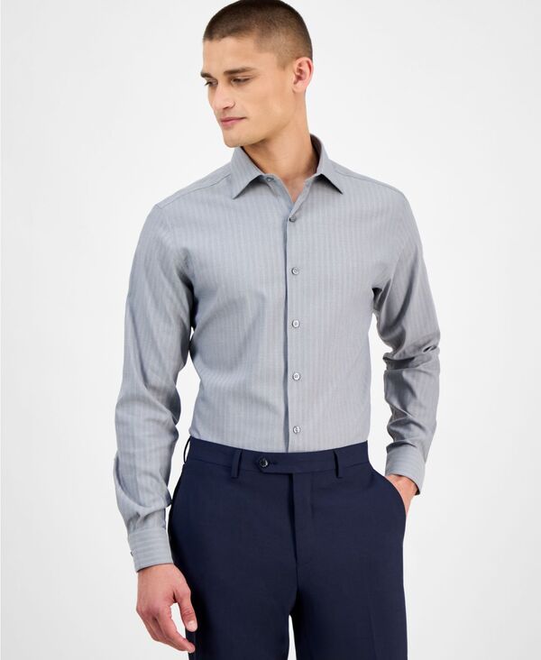 アルファニ メンズ トップス プルオーバー Alfani Men\u0027s Slim-Fit Herringbone Dress Shirt Night Owl