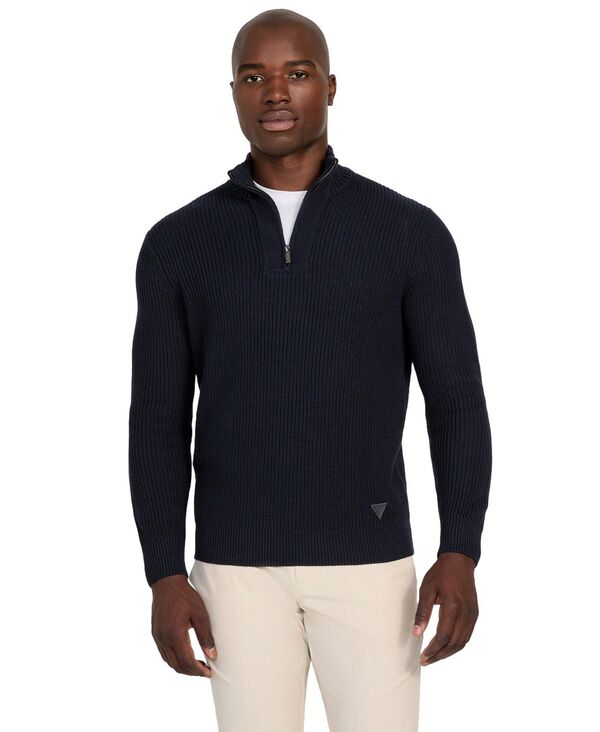 ゲス メンズ アウター 編み物・プルオーバー ハーフジップ プルオーバー GUESS Men\u0027s Headley Half Zip Mock Sweater Smart blue 青味