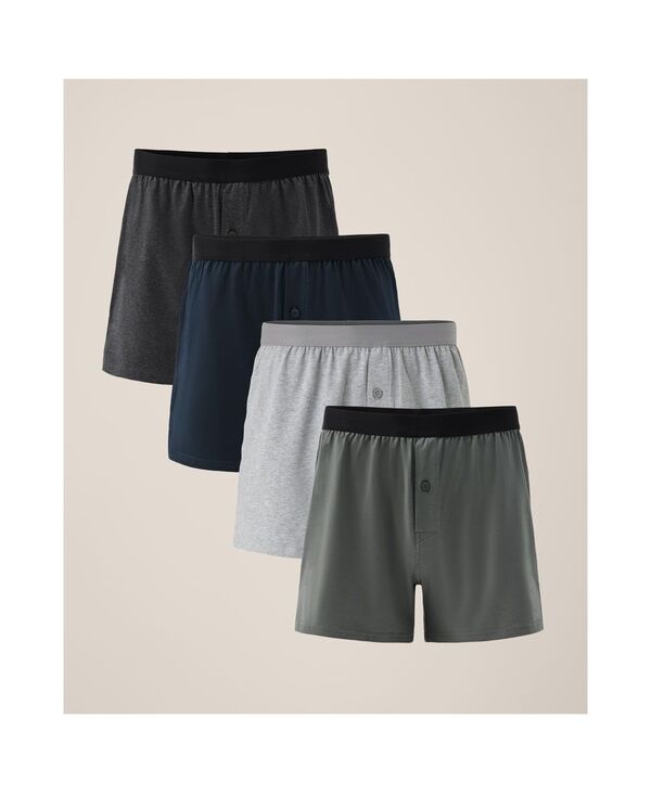 パクト メンズ アンダーウェア ボクサーパンツ ニット Pact Everyday Knit Boxer 4-Pack Classic neutrals|ReVida 店