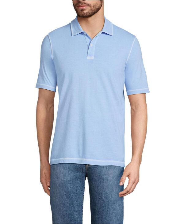 ランズエンド メンズ トップス ポロシャツ Lands' End Men's Short Sleeve Sun Faded Super T Polo Powder blue garment dye ブルー