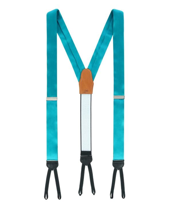 トラファルガー メンズ アクセサリー ベルト シルク TRAFALGAR Men's Sutton Solid Color Silk Formal End Suspenders Teal ティール