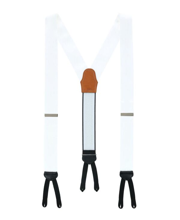 トラファルガー メンズ アクセサリー ベルト シルク TRAFALGAR Men's Sutton Solid Color Silk Formal End Suspenders White ホワイト