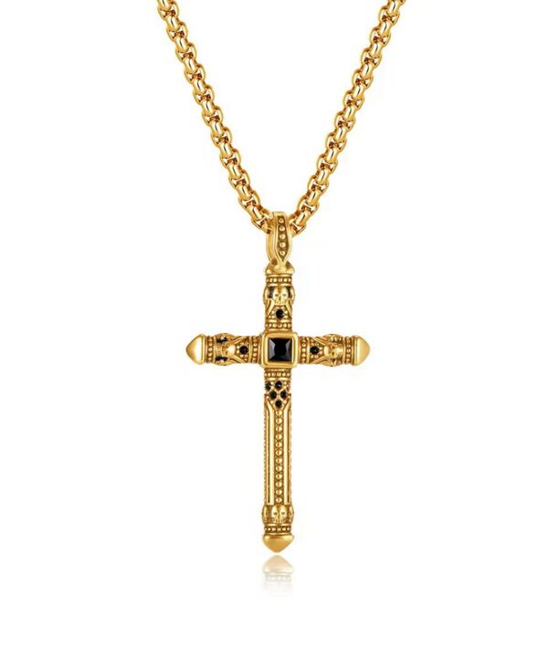 ローナ サットン メンズ アクセサリー ネックレス・チョーカー・ペンダントトップ Tシャツ レース Rhona Sutton Gold Biblical Cross Stainless Steel Pendant Necklace Gold ゴールド｜ReVida 店