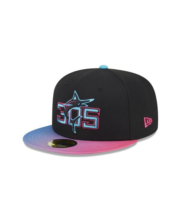 ニューエラ メンズ アクセサリー 帽子 New Era Men's Black Miami Marlins 2025 City Connect 59FIFTY Hat Black ブラック