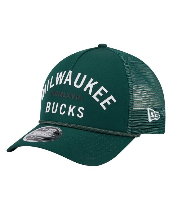 ニューエラ メンズ アクセサリー 帽子 ミニ New Era Men's Hunter Green Milwaukee Bucks Minimalist A-Frame 9FORTY Trucker Hat Hunter Green グリーン|ReVida 店
