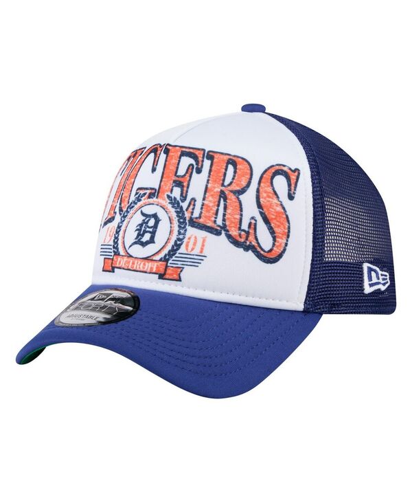 ニューエラ メンズ アクセサリー 帽子 New Era Men's White/Navy Detroit Tigers Distressed 9FORTY A-Frame Adjustable Trucker Hat White Navy ホワイト｜ReVida 店 10,514円