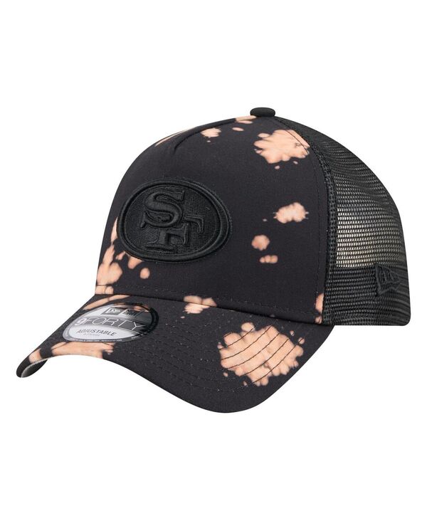 ニューエラ メンズ アクセサリー 帽子 New Era Men's Black San Francisco 49ers Bleached 9FORTY A-Frame Adjustable Hat Black ブラック