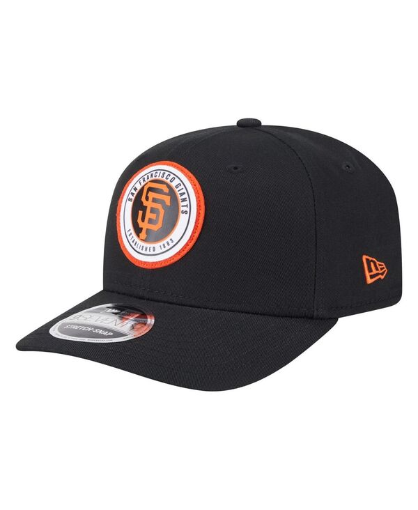 ニューエラ メンズ アクセサリー 帽子 New Era Men's Black San Francisco Giants Circle Patch 9SEVENTY Stretch-Snap Hat Black ブラック|ReVida 店