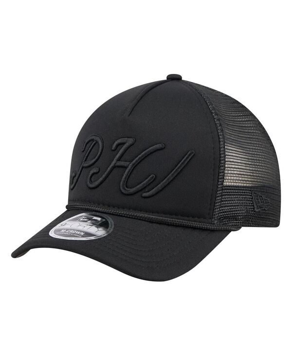 ニューエラ メンズ アクセサリー 帽子 New Era Men's Black Philadelphia Phillies City Initial 9FORTY A-Frame M-Crown Adjustable Trucker Hat Black ブラック|ReVida 店