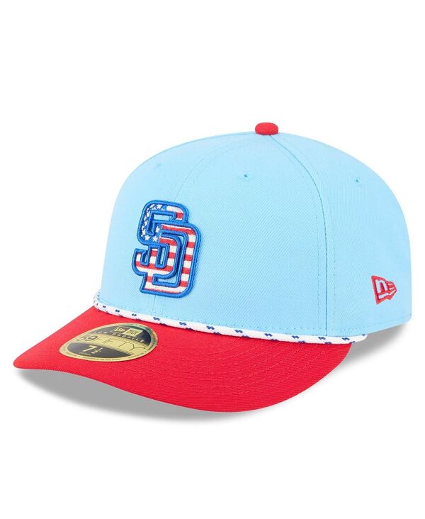 ニューエラ メンズ アクセサリー 帽子 New Era Men's Light Blue/Red San Diego Padres 2025 Fourth of July Low Profile 59FIFTY Fitted Hat Light Blue Red ブルー