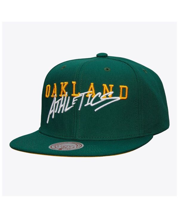 ミッチェル&ネス メンズ アクセサリー 帽子 Mitchell & Ness Men's Green Oakland Athletics Team Tagged Snapback Hat Green グリーン