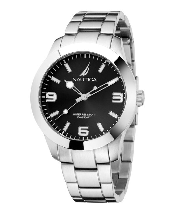 ナウティカ メンズ アクセサリー 腕時計 Tシャツ Nautica Men's Analog Silver-Tone Stainless Steel Watch Set 43mm Silver-Tone シルバー