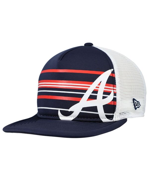 ニューエラ メンズ アクセサリー 帽子 New Era Men's Navy Atlanta Braves A-Frame Trucker 9FIFTY Snapback Hat Navy ネイビー｜ReVida 店 10,066円