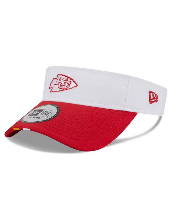 ニューエラ メンズ アクセサリー 帽子 New Era Men's White/Red Kansas City Chiefs 2025 NFL Training Camp Adjustable Visor Hat White Red ホワイト